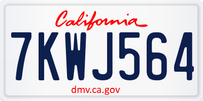 CA license plate 7KWJ564