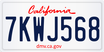 CA license plate 7KWJ568