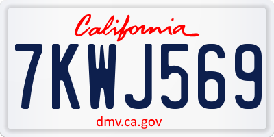 CA license plate 7KWJ569