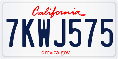 CA license plate 7KWJ575