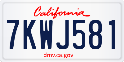 CA license plate 7KWJ581