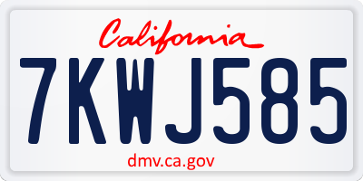 CA license plate 7KWJ585