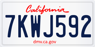 CA license plate 7KWJ592
