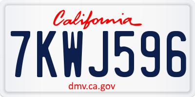 CA license plate 7KWJ596