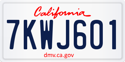 CA license plate 7KWJ601