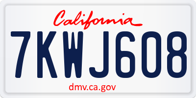 CA license plate 7KWJ608