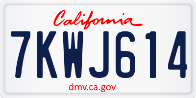 CA license plate 7KWJ614