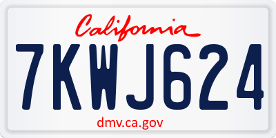 CA license plate 7KWJ624