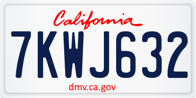 CA license plate 7KWJ632