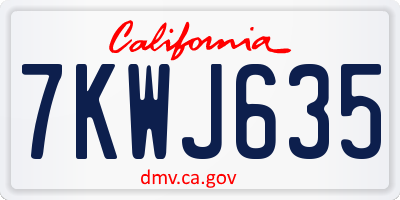 CA license plate 7KWJ635