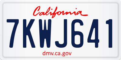 CA license plate 7KWJ641