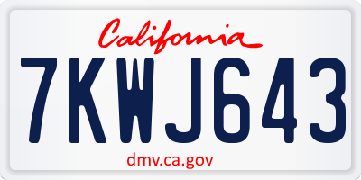 CA license plate 7KWJ643