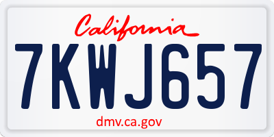 CA license plate 7KWJ657