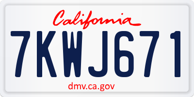 CA license plate 7KWJ671