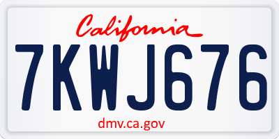 CA license plate 7KWJ676