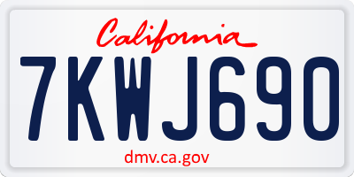 CA license plate 7KWJ690