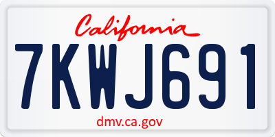 CA license plate 7KWJ691