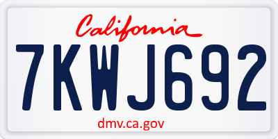 CA license plate 7KWJ692