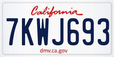 CA license plate 7KWJ693