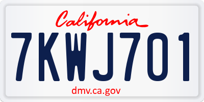 CA license plate 7KWJ701