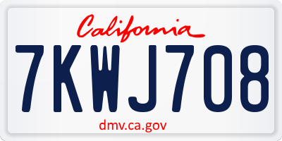 CA license plate 7KWJ708