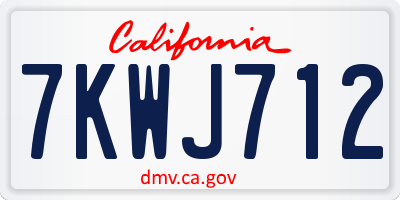 CA license plate 7KWJ712