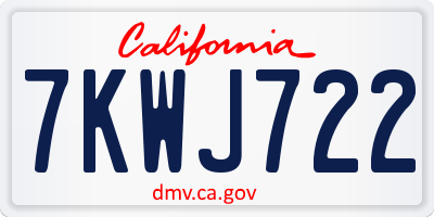CA license plate 7KWJ722