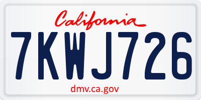 CA license plate 7KWJ726