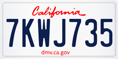 CA license plate 7KWJ735