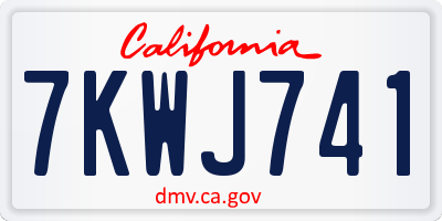CA license plate 7KWJ741