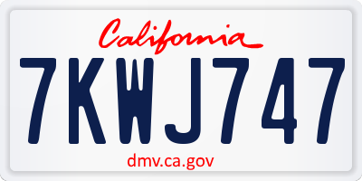 CA license plate 7KWJ747