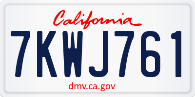 CA license plate 7KWJ761