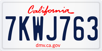 CA license plate 7KWJ763