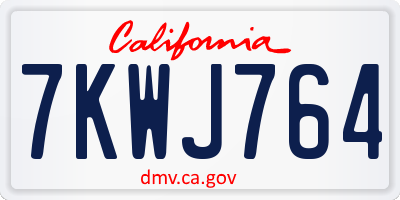 CA license plate 7KWJ764
