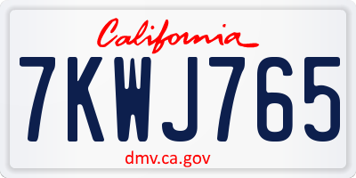 CA license plate 7KWJ765