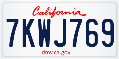 CA license plate 7KWJ769