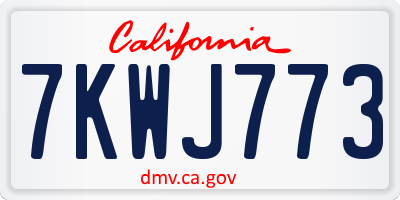 CA license plate 7KWJ773