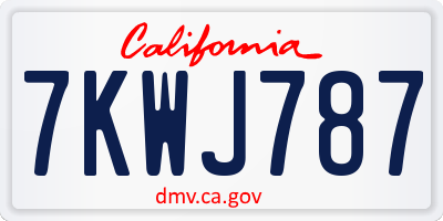 CA license plate 7KWJ787