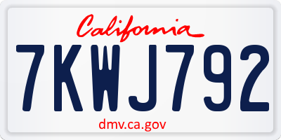 CA license plate 7KWJ792