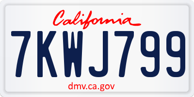 CA license plate 7KWJ799