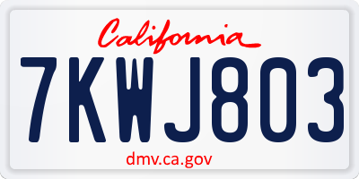 CA license plate 7KWJ803