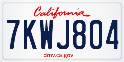 CA license plate 7KWJ804