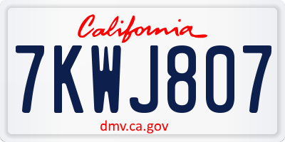 CA license plate 7KWJ807