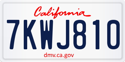 CA license plate 7KWJ810