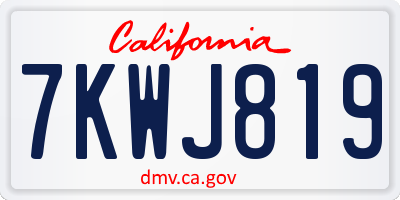 CA license plate 7KWJ819