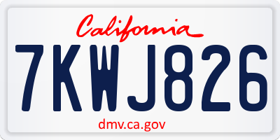 CA license plate 7KWJ826