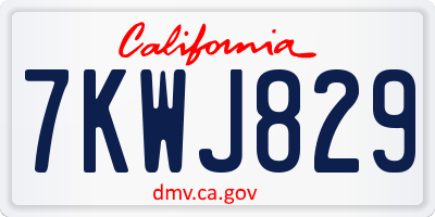 CA license plate 7KWJ829