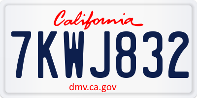 CA license plate 7KWJ832