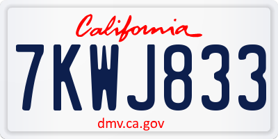 CA license plate 7KWJ833
