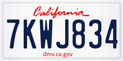CA license plate 7KWJ834